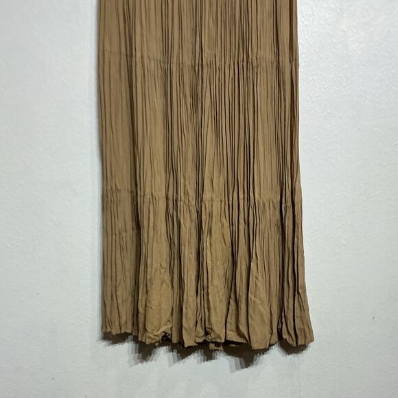 Banjo Tan Vintage Pleated Maxi Skirt Sz M - Picture 4 of 12